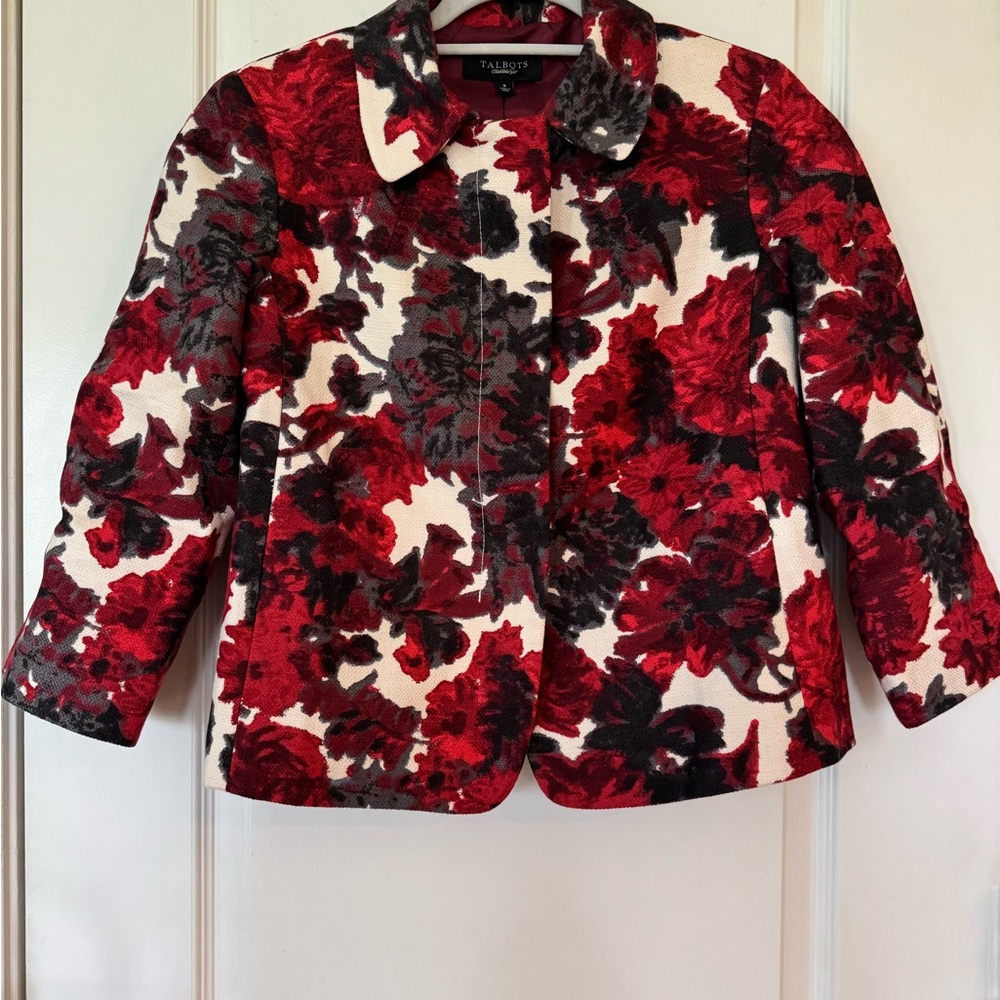 Floral Red and Black Women's Jacket